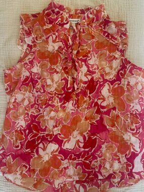 Counterparts Floral Flutter Sleeve Blouse Top Women's S